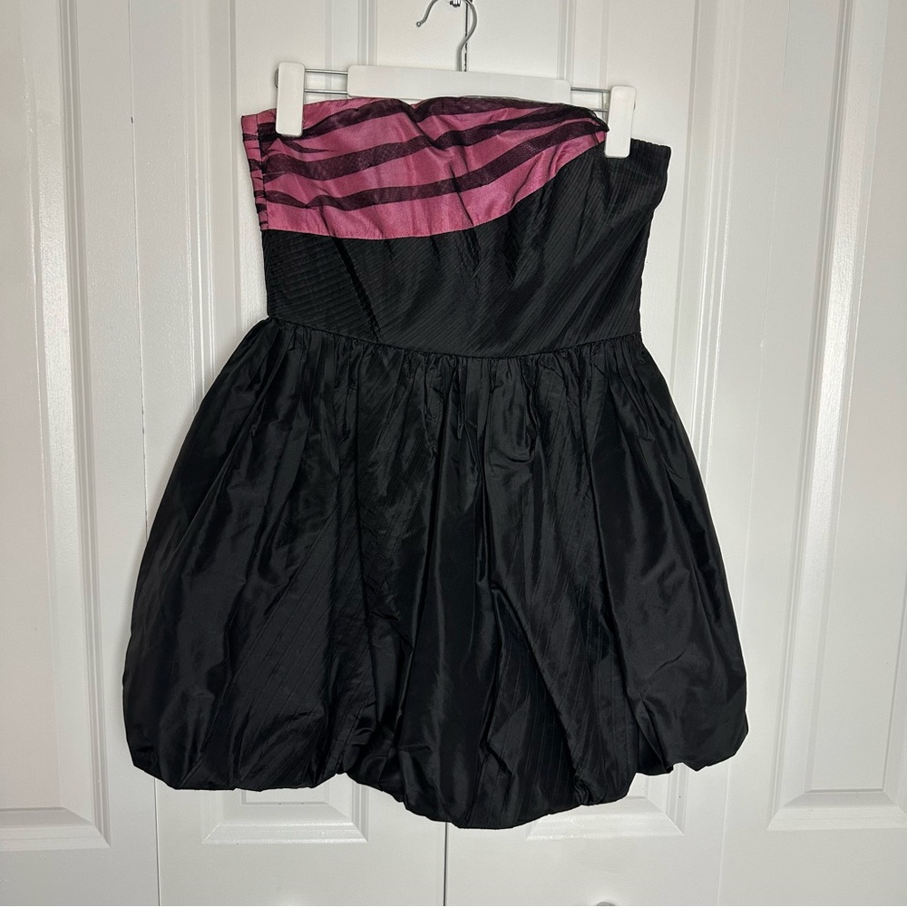 ALICE + OLIVIA Black Silk Bubble Dress Size S